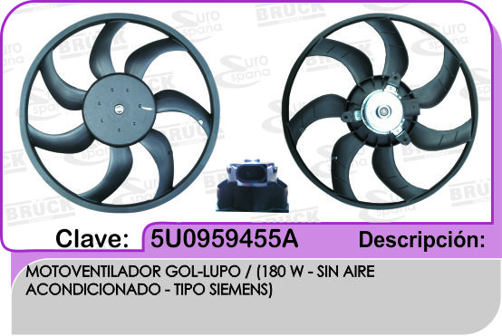 MOTOVENTILADOR VW GOL LUPO S/CLIMA