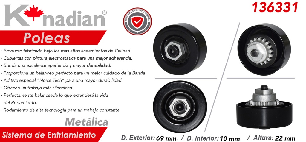 POLEA TENSORA ALTERNADOR CV SPARK  4KAR-1103 138200-KR