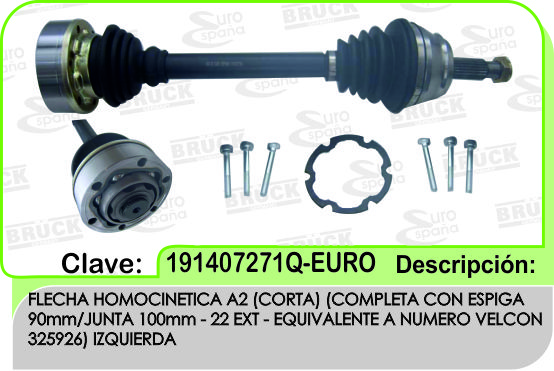 FLECHA COMPLETA MANUAL IZQUIERDA VW JETTA GOLF A2 A3