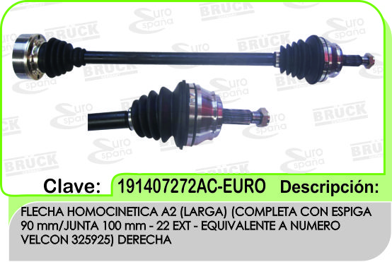 FLECHA COMPLETA MANUAL DERECHA VW JETTA GOLF A2 A3