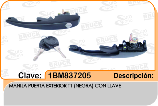 MANIJA EXTERIOR VW SEDAN VOCHO DELANTERA 77-03 NEGRO C/CILIN