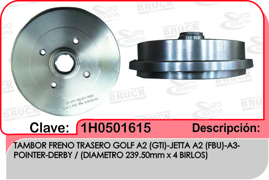 TAMBOR TRASERO VW JETTA A2 A3 A4 4BIRLOS
