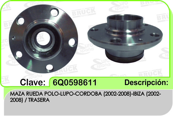 MAZA TRASERO VW POLO LUPO IBIZA CROSS FOX