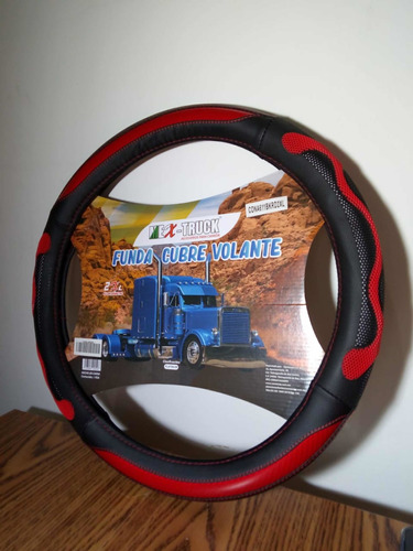 CUBRE VOLANTE CAMION AMARRAR NEGRO/ROJO