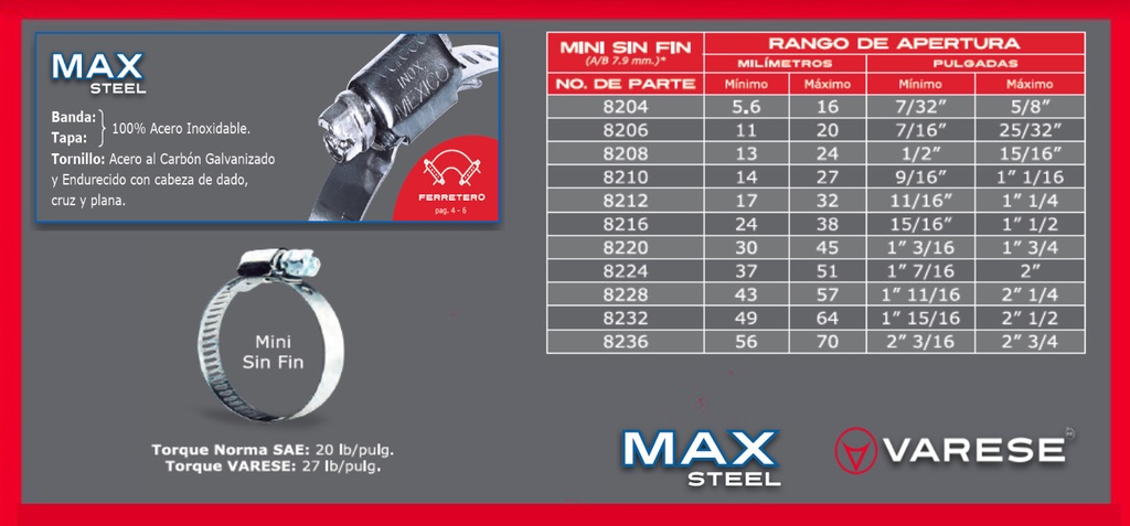 ABRAZADERA DE SINFIN METAL LMS-24 