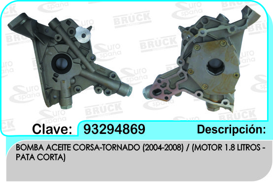 BOMBA ACEITE CV CORSA MERIVA 04-08 1.8 CORTO