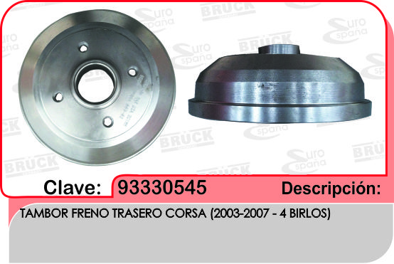 TAMBOR TRASERO CV CORSA 03-07