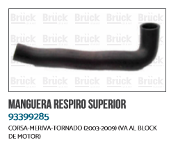 MANGUERA AGUA CV CORSA MERVIDA TORNADO