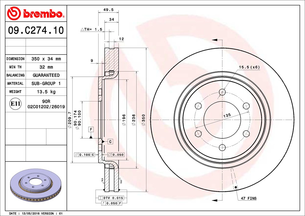 DISCO DELANTERO FD F-150 10-16
