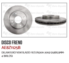 DISCO DELANTERO FD FIESTA 11-15 FIGO FIGO AE8Z1125B