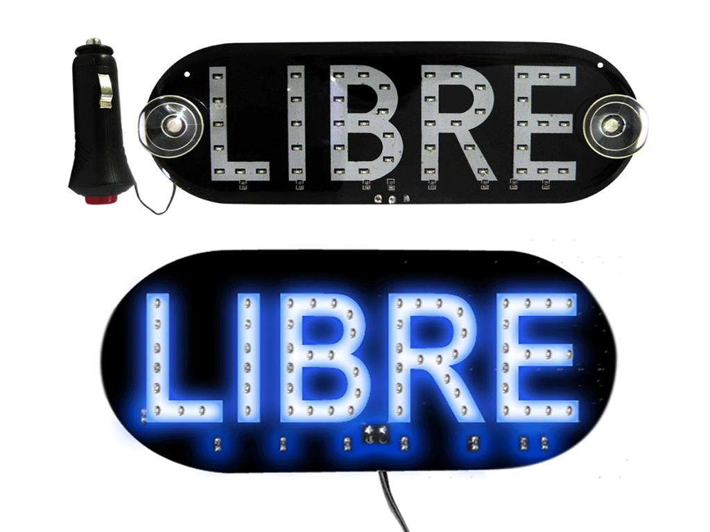LETRERO PARA TAXI LED LIBRE AZUL