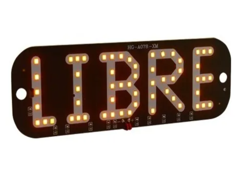 LETRERO PARA TAXI LED LIBRE NARANJA