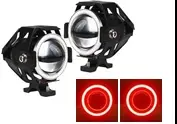 FARO LED C/LUPA 10W C/ARO LED ROJO Y PROTECCION  METALICA BASE PARA TUBO 12V JUEGO 