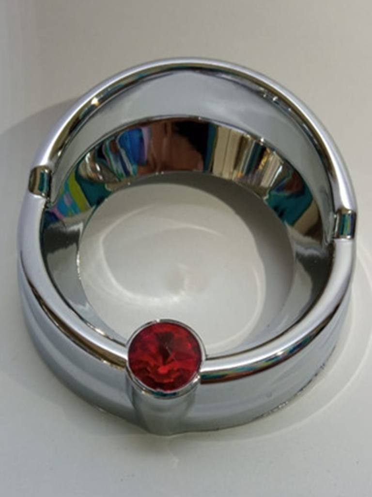 BISEL CROMADO DIAMANTE ROJO