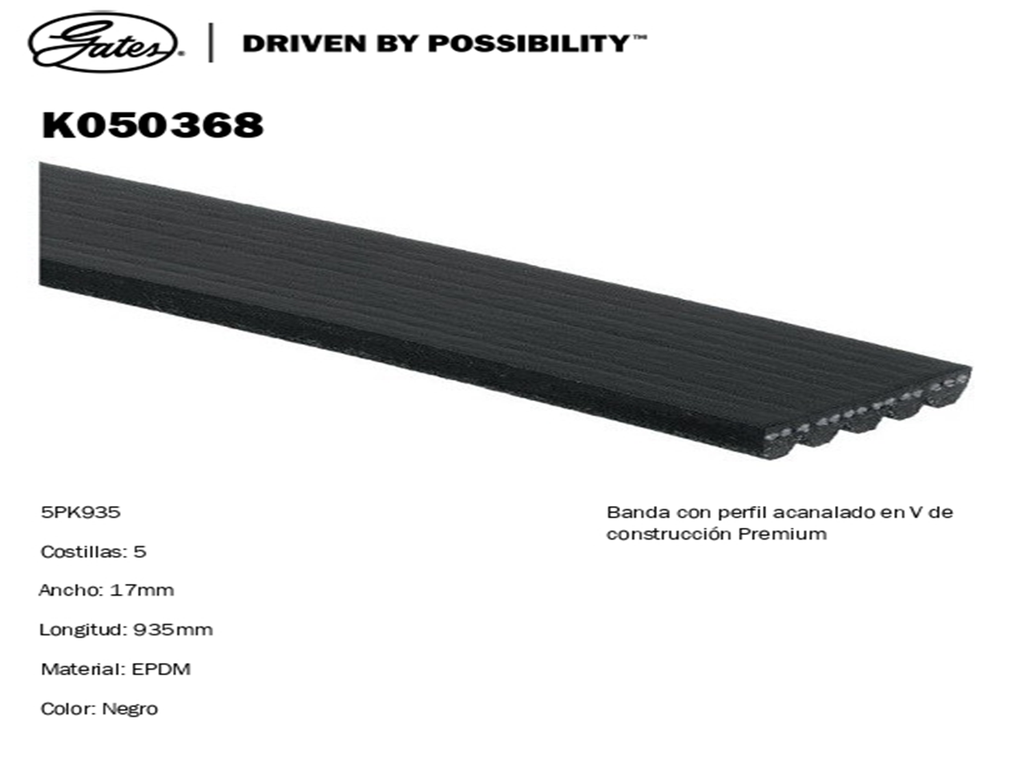 BANDA MOTOR VW JETTA BICENTENARIO 5L 2.5 2010-2012 GATES

