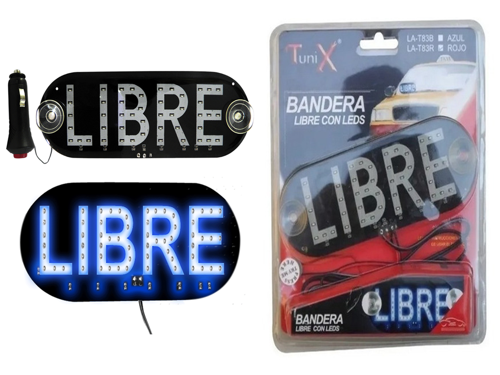 LETRERO PARA TAXI LIBRE LED AZUL