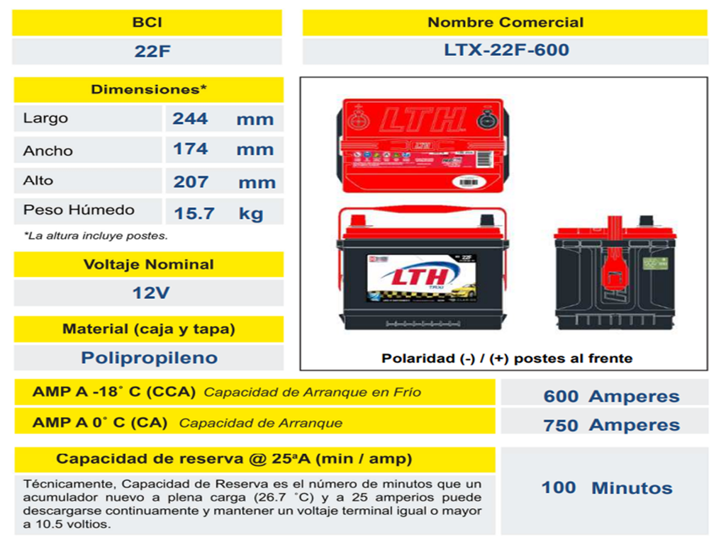 ACUMULADOR LTH TAXI