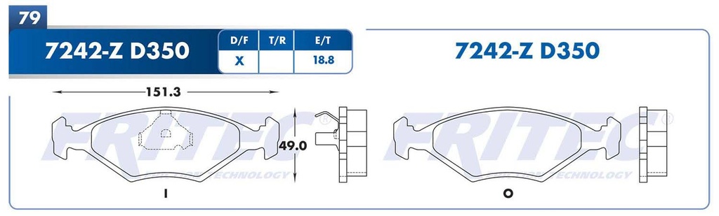 BALATA DELANTERO VW POINTER 4L 1.8 1998-2004 FRITEC
