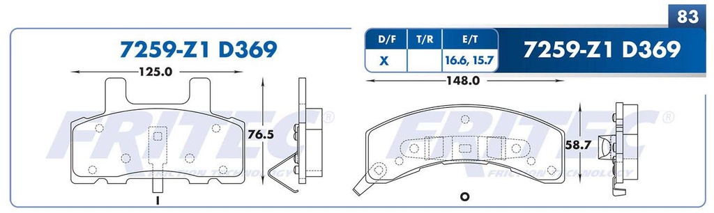 BALATA DELANTERO DG RAM 1500 8V 5.9 1994-2001 
