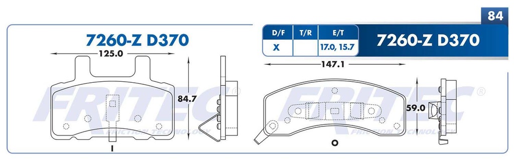 BALATA DELANTERO CV EXPRESS VAN 1500 8V 5.7 1999-2001 FRITEC