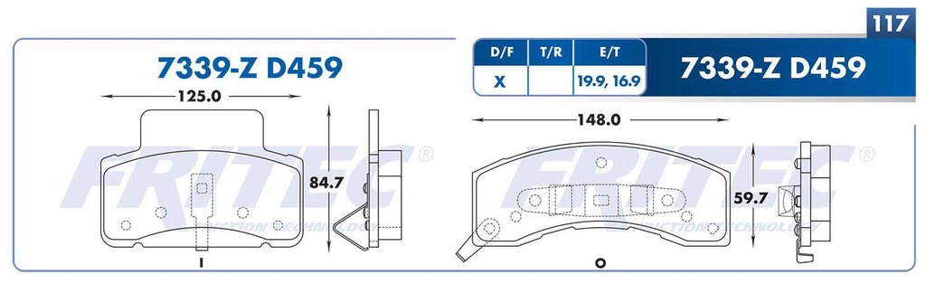 BALATA DELANTERO CV C30 8V 5.7 1990-1991 FRITEC
