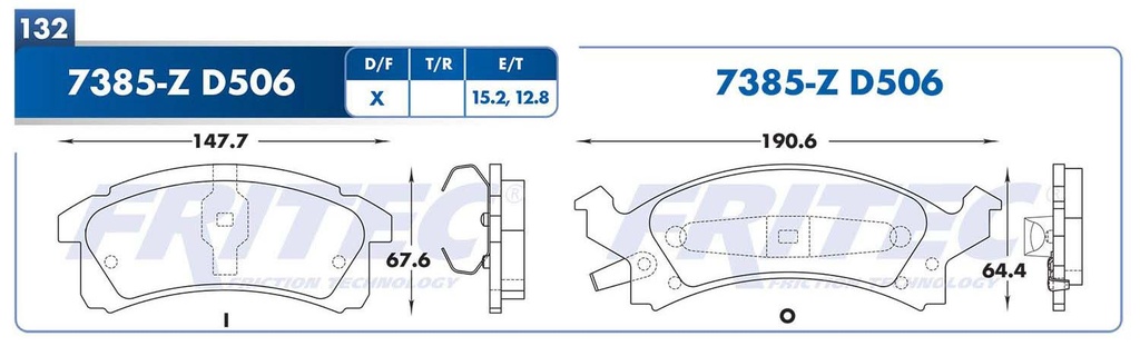 BALATA DELANTERO CV CAVALIER 6V 7554