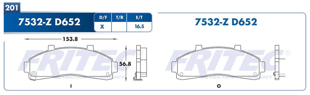 BALATA DELANTERO FD RANGER 6V 3.0 1995-2002 FRITEC
