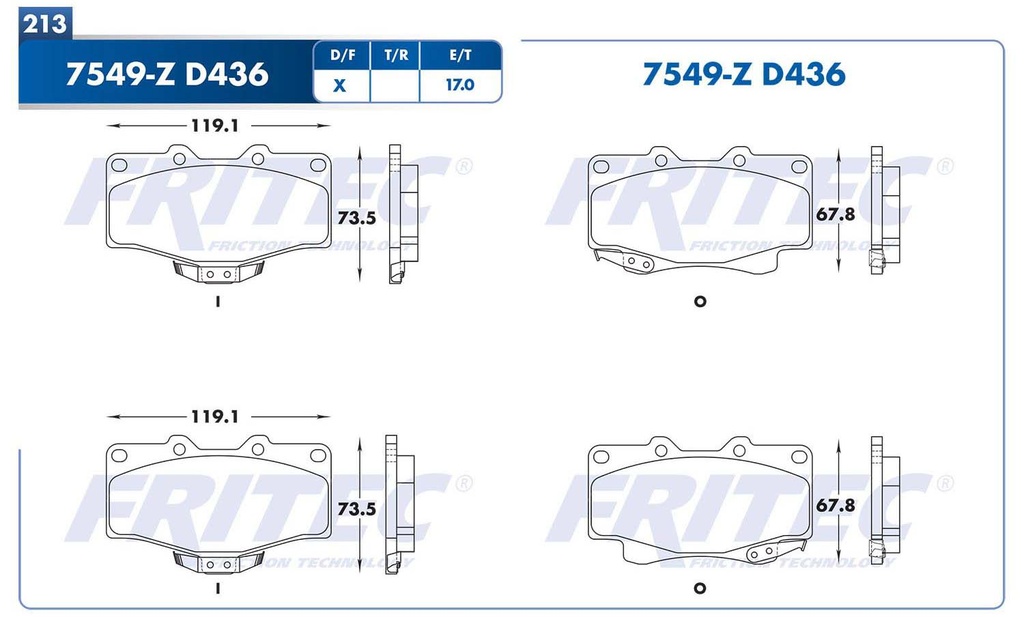 BALATA DELANTERO TY HILUX 01-08 4RUNNER 03-04 TACOMA