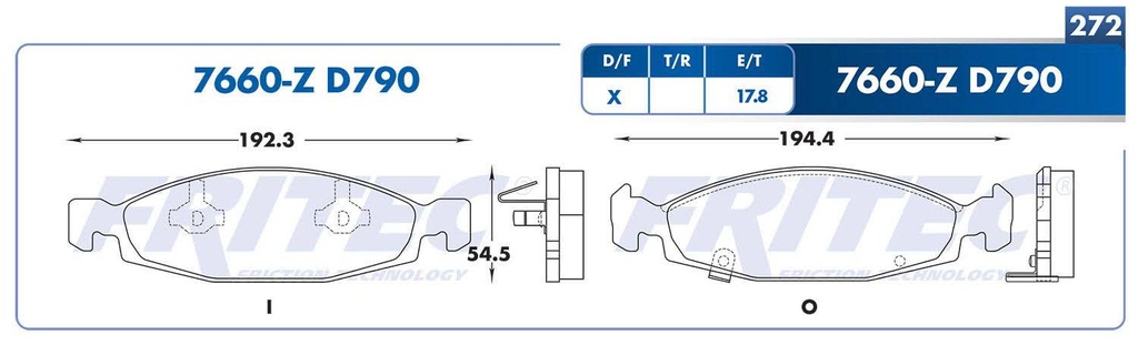 BALATA DELANTERO DG GRAND CHEROKEE 8V 5.9 1999-2002