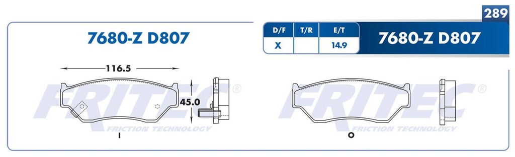BALATA DELANTERO CV TRACKER M-7435-Z