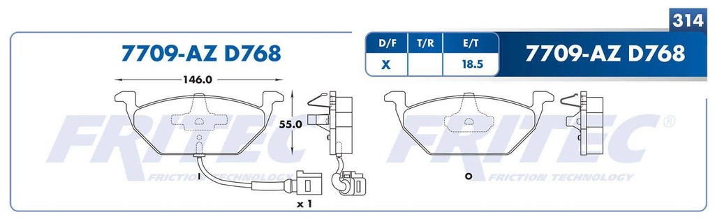 BALATA DELANTERO VW JETTA A4 A5 C/SENSOR
