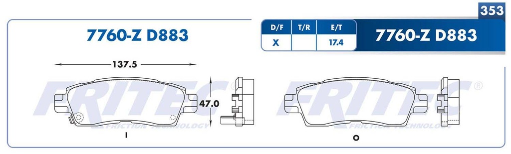BALATA TRASERO CV BRAVADA 01-05 TRAIL BLAZER