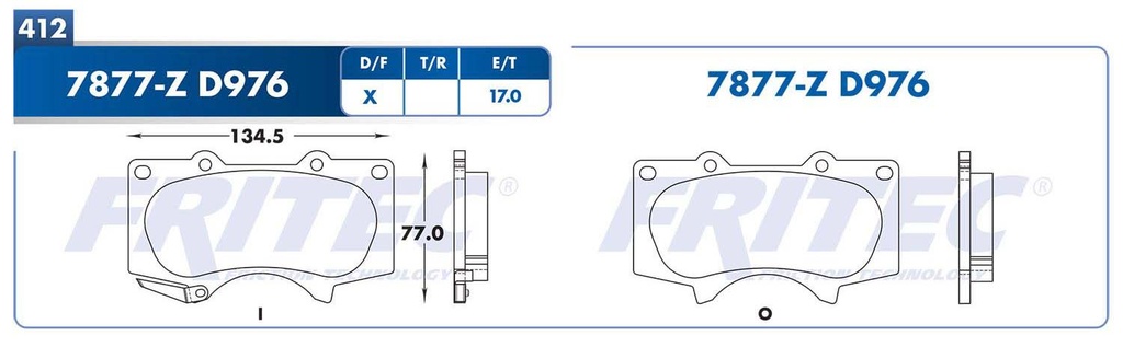 BALATA DELANTERO TY HILUX 4L 2.7 2009-2016