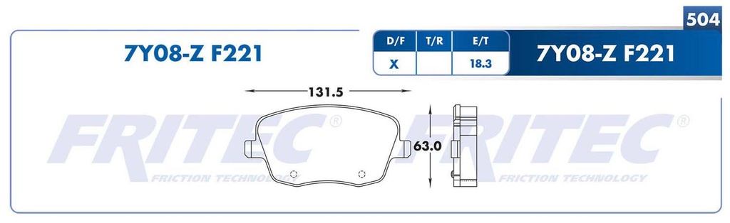 BALATA DELANTERO VW POLO 4L 1.6 2003-2005 FRITEC