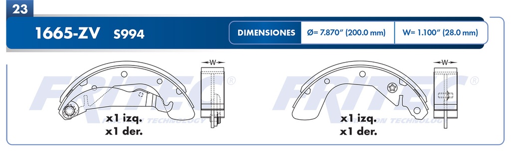 BALATA TRASERO CV CHEVY CORSA  OW-13X0-ZVFT003