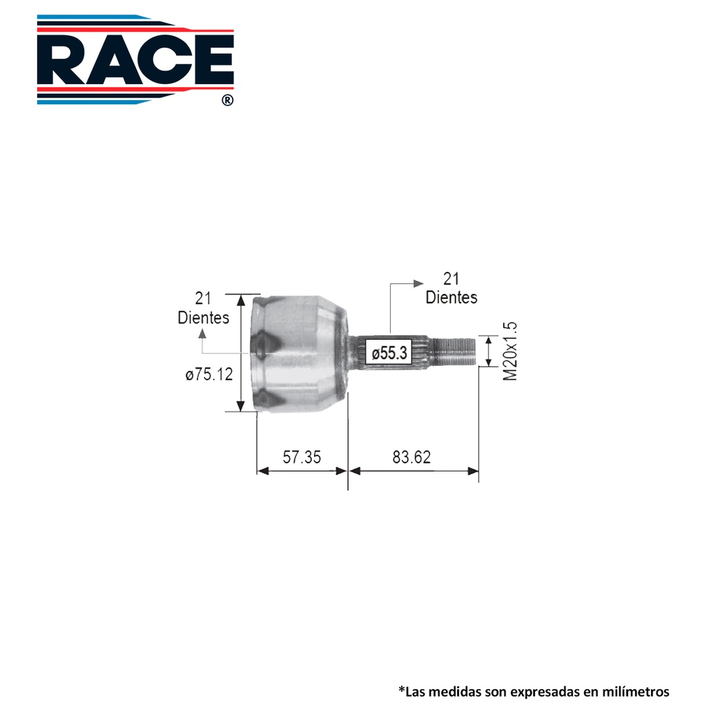 ESPIGA LADO RUEDA NS PLATINA S/ABS CV-245-SYD