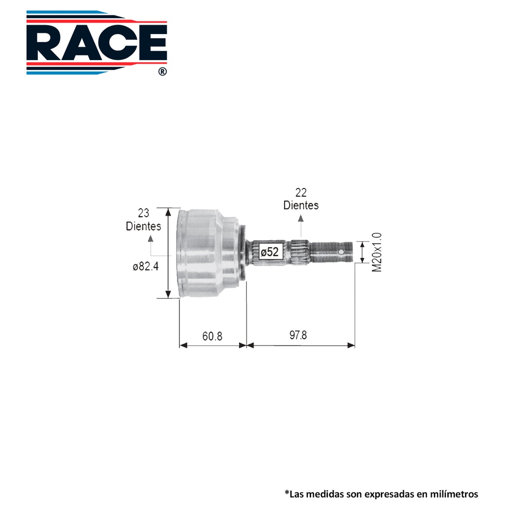 ESPIGA LADO RUEDA CV MERIVA 04-08 23 D Y 22 CV-461-SYD