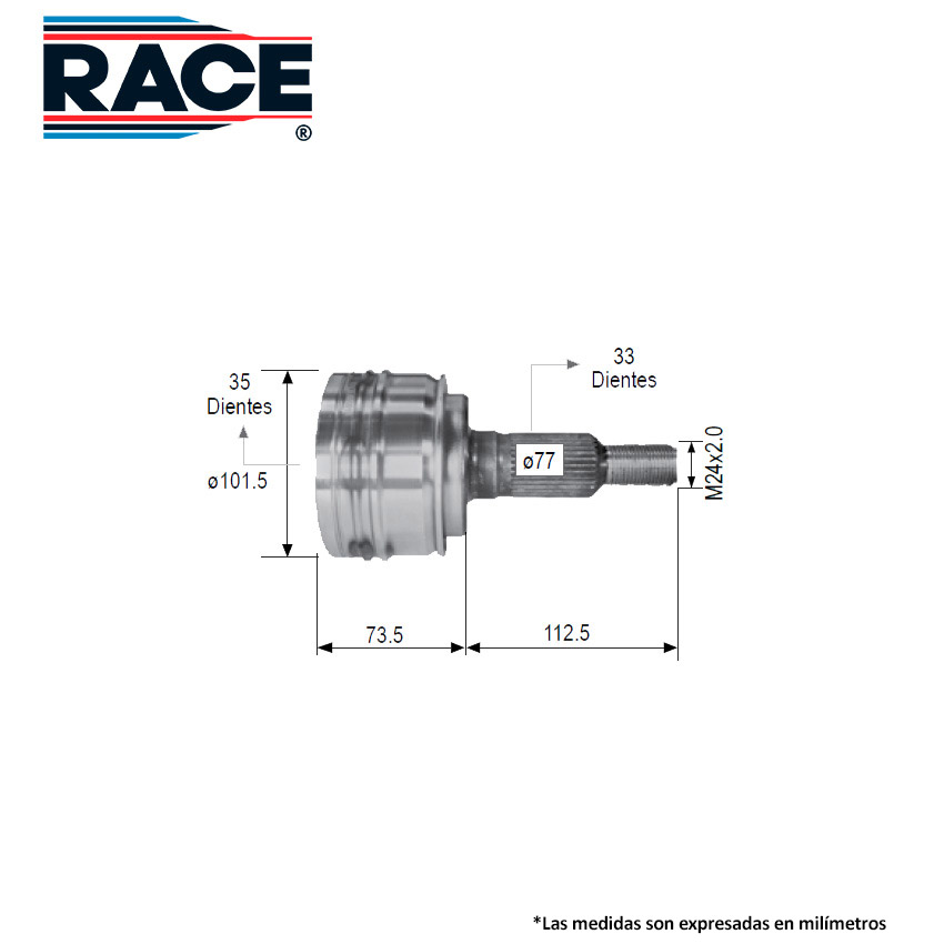 ESPIGA LADO RUEDA CV SUBURBAN BLAZER 90-05 CV-259-SYD