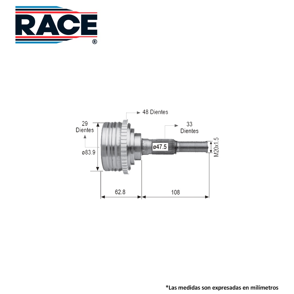 ESPIGA LADO RUEDA CV CAVALIER C/ABS
