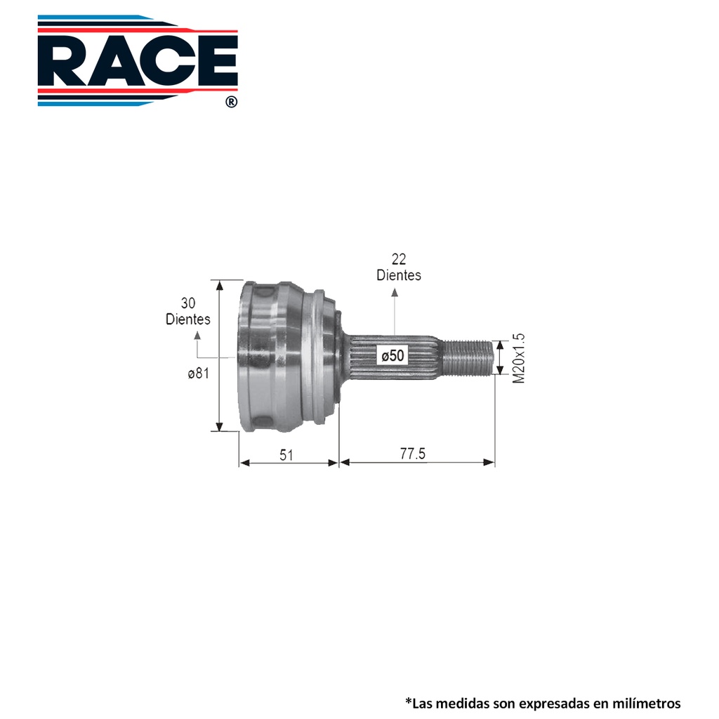 ESPIGA LADO RUEDA VW ATLANTIC POINTER      RR-9412