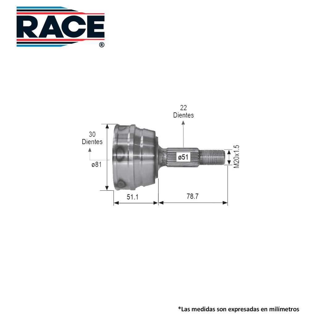 ESPIGA LADO RUEDA VW ATLANTIC POINTER    RR-9401