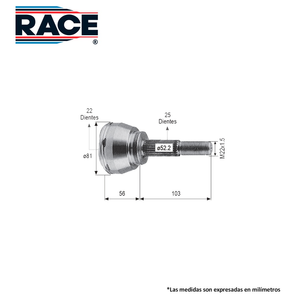 ESPIGA LADO RUEDA NS SENTRA 87-93 CV-448-SYD