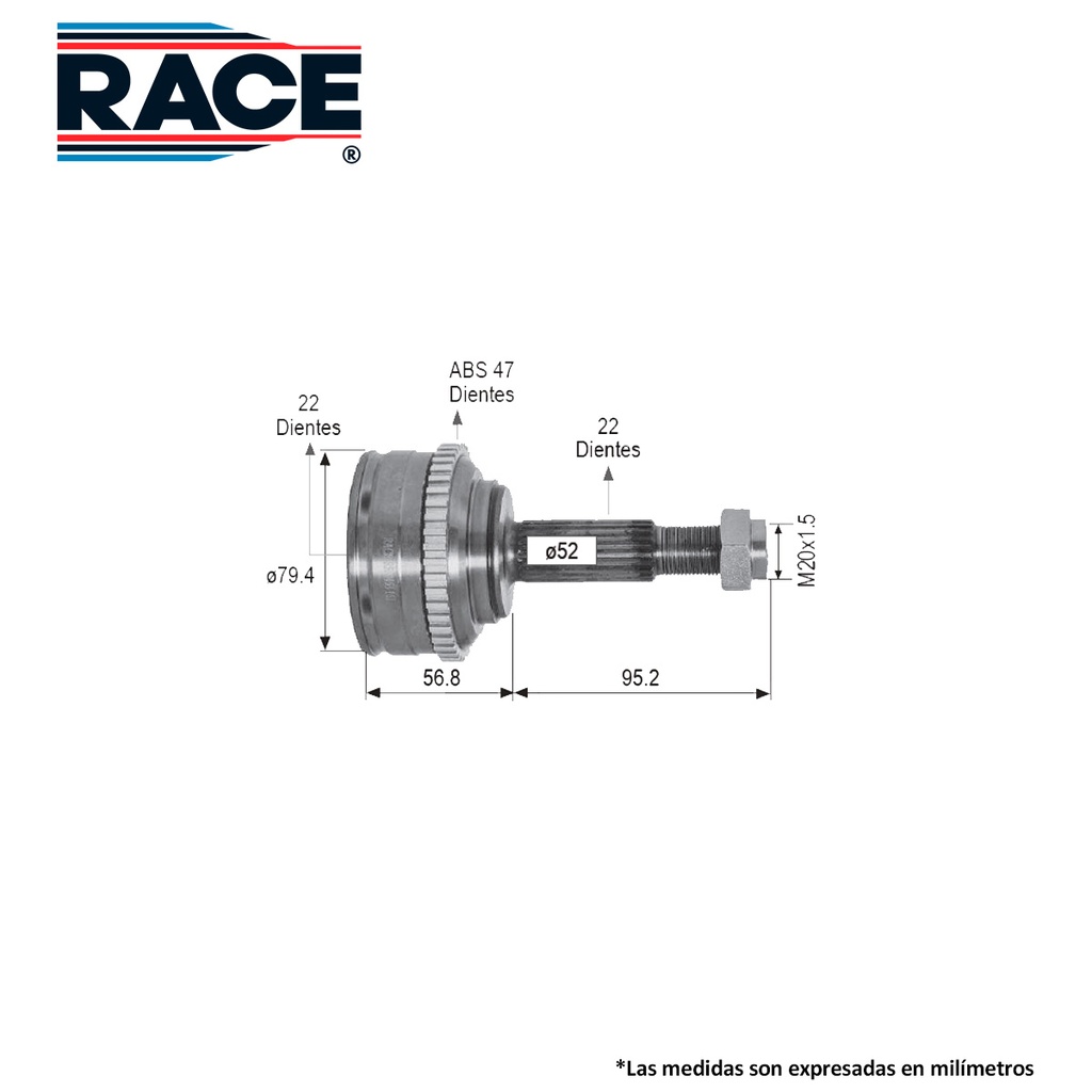 ESPIGA LADO RUEDA CV AVEO SEG X  DENTRO CV-536-SYD