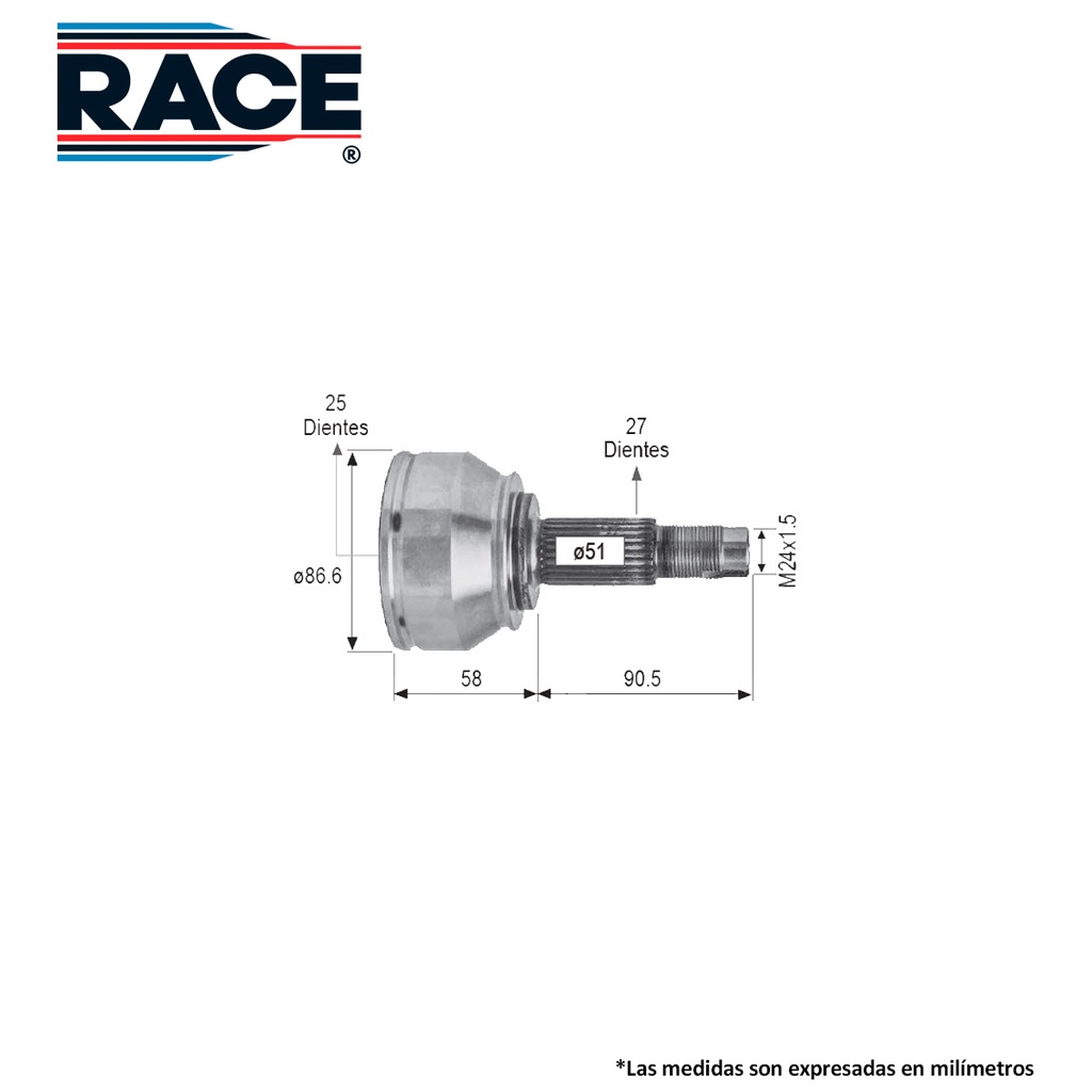 ESPIGA LADO RUEDA DG RAM 700