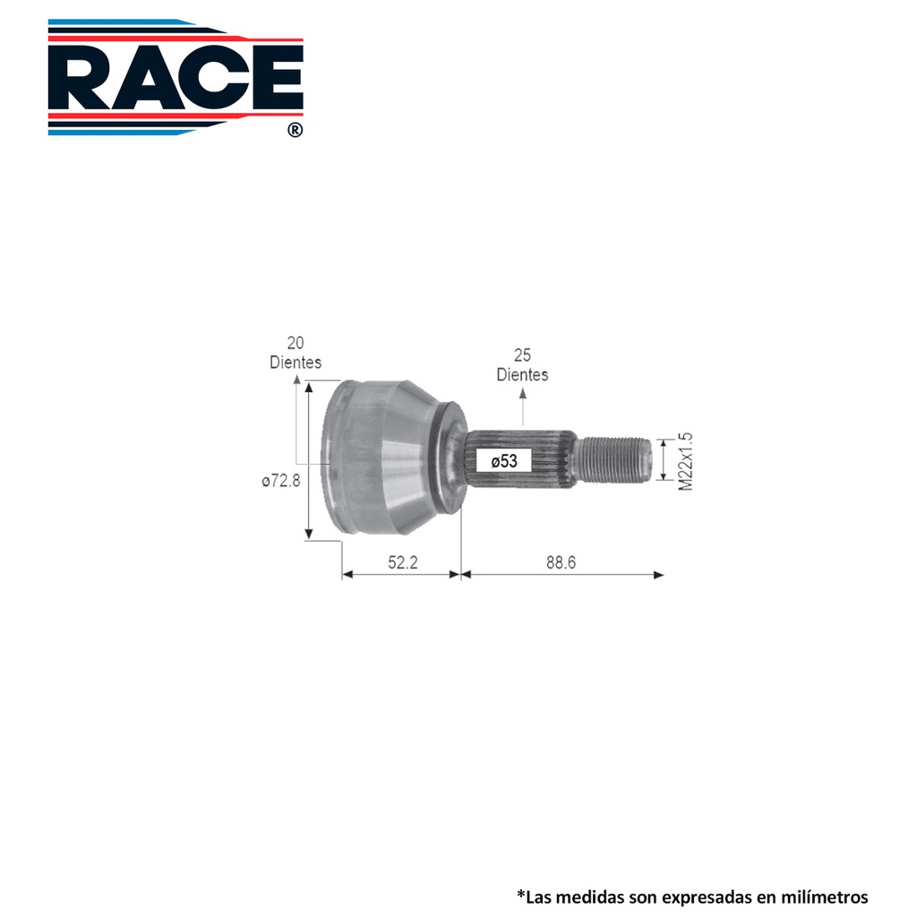 ESPIGA LADO RUEDA FD FIGO 1.5 MANUAL CV-322-SYD