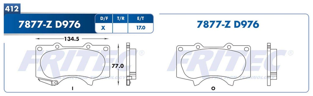 BALATA DELANTERO TY HILUX 4L 2.7 2009-2016