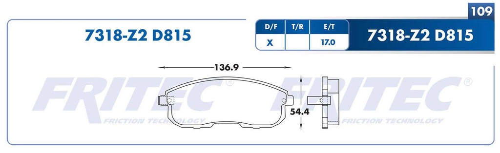 BALATA DELANTERO NS SENTRA   WD815B