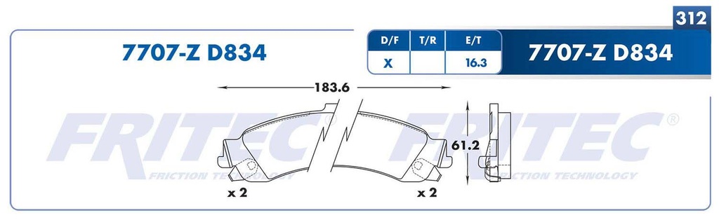 BALATA TRASERO CV YUKON 8V 5.7 2000-2003 FRITEC