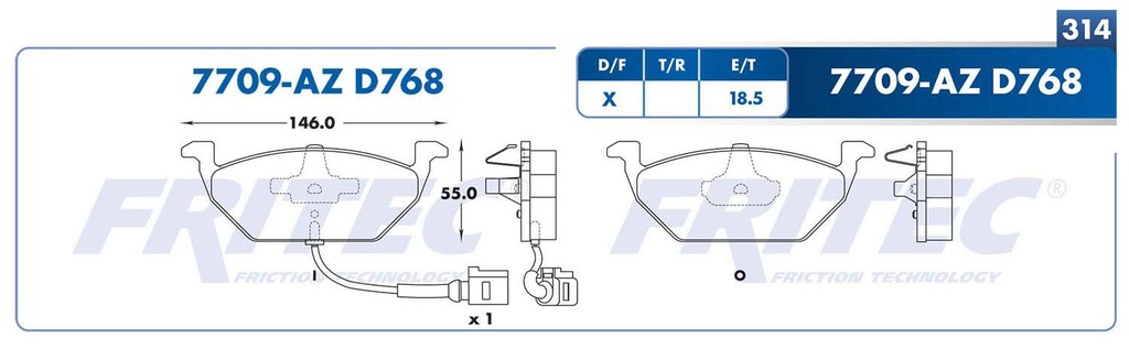 BALATA DELANTERO VW A4 C/SENSOR