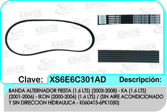 BANDA ALTERNADOR FORD FIESTA  SIN AIRE